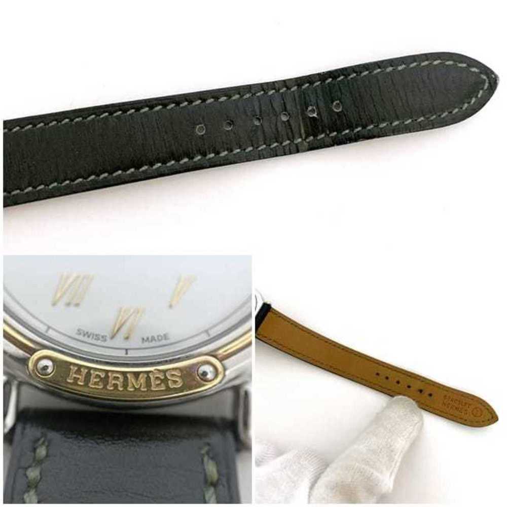 Hermes Watch Meteor f-21083 White Silver Gold Dark Green Boys 32mm SS Leather... - Picture 10 of 11